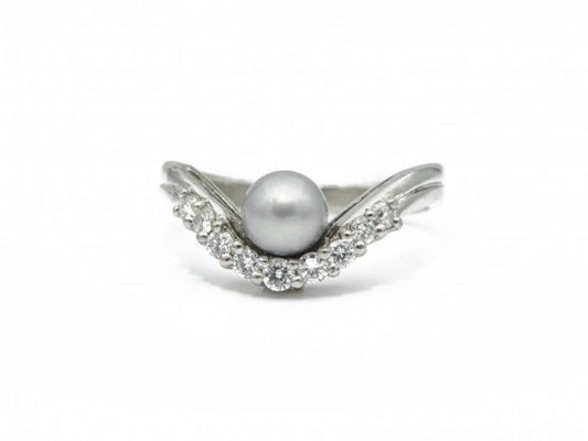 Vintage Grey Pearl and Diamond Dress Ring