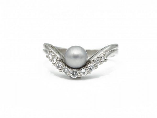 Vintage Grey Pearl and Diamond Dress Ring