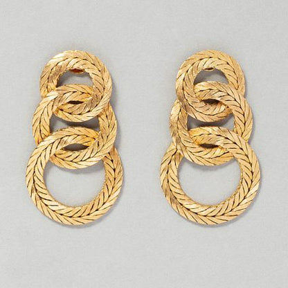Vintage Italian 18ct Yellow Gold Graduating Woven Circa Dry Earrings