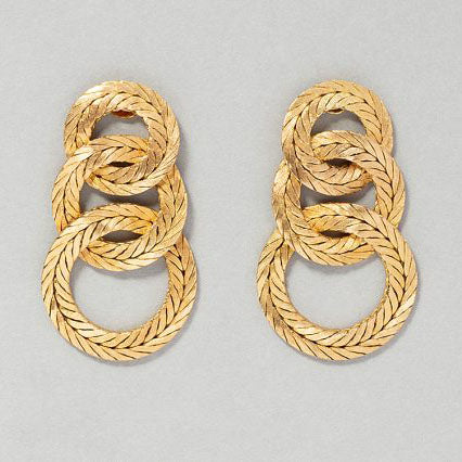 Vintage Italian 18ct Yellow Gold Graduating Woven Circa Dry Earrings