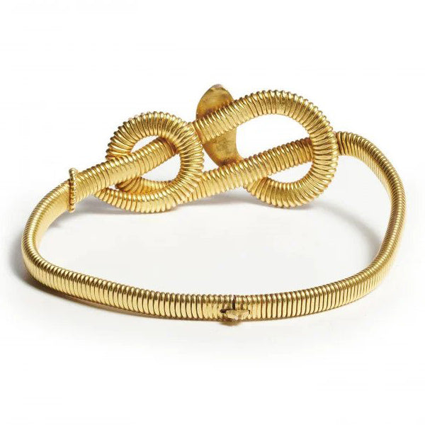 Vintage Italian Emerald Pearl and Gold Gaspipe Snake Bracelet