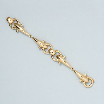 Vintage Italian Weingrill 18ct Gold Fancy Link Bracelet, 18ct yellow gold bracelet composed of fancy horse-bit design links, Made in Italy, Circa 1970