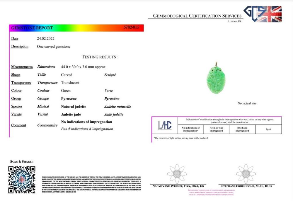 Vintage Jadeite Jade Carved Pendant