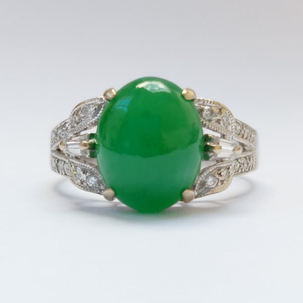 Vintage Jadeite Jade and Diamond Ring