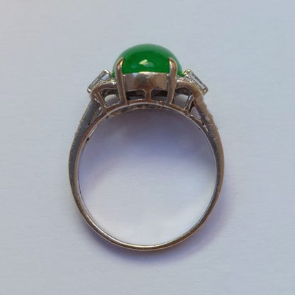 Vintage Jadeite Jade and Diamond Ring