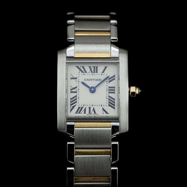 Vintage Ladies Cartier Tank Francaise 2384 Steel and Gold Quartz Watch with Box and Papers and Cartier Warranty, Circa 1999