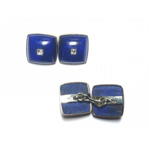 Vintage Lapis Lazuli & Diamond Cufflinks