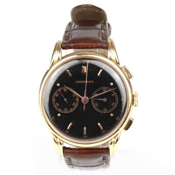 Vintage Longines Chronograph 18ct Rose Gold 37mm Cal 30CH FLYBACK Gents Watch 1950s