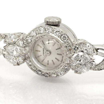 Vintage 2.20ct Longines Diamond Cocktail Watch in 18ct White Gold, Circa 1950s