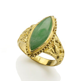 Vintage Marquise Jadeite Jade 18ct Gold Ring