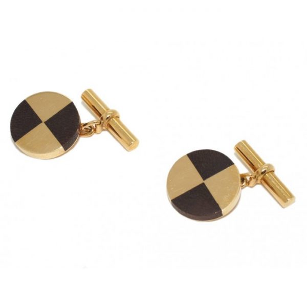 Vintage Mellerio Wood & 18ct Gold Cufflinks