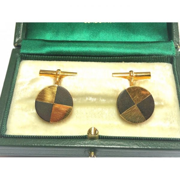 Vintage Mellerio Wood & 18ct Gold Cufflinks