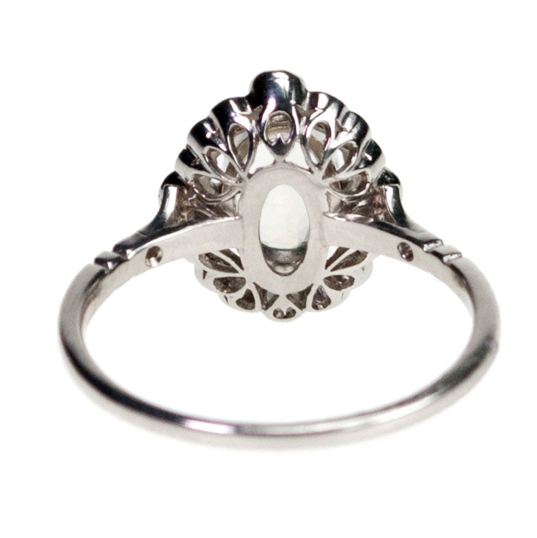 Vintage Moonstone and Diamond Cluster Ring
