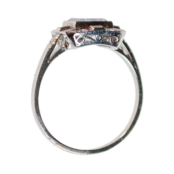 Vintage Moonstone and Diamond Square Cluster Ring