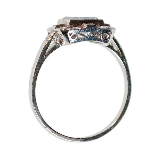 Vintage Moonstone and Diamond Square Cluster Ring