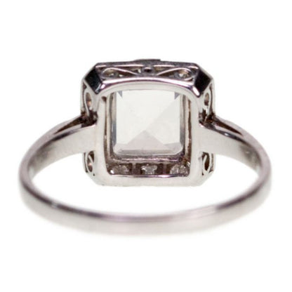Vintage Moonstone and Diamond Square Cluster Ring