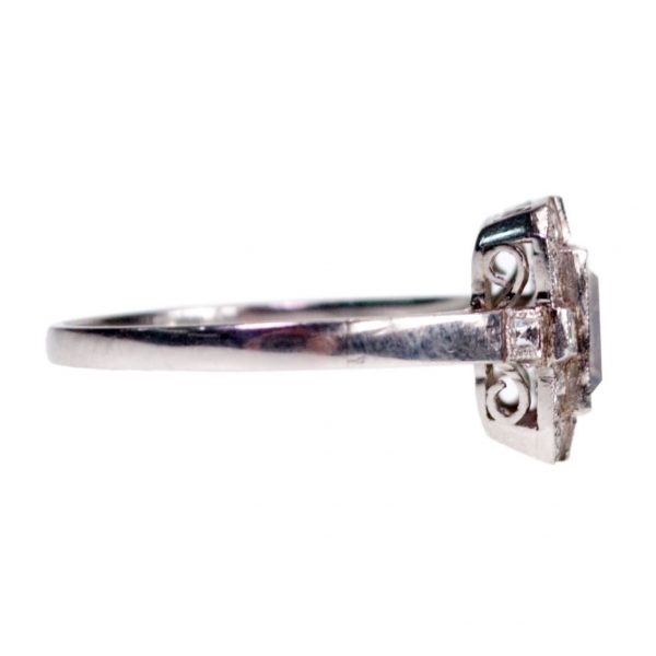 Vintage Moonstone and Diamond Square Cluster Ring