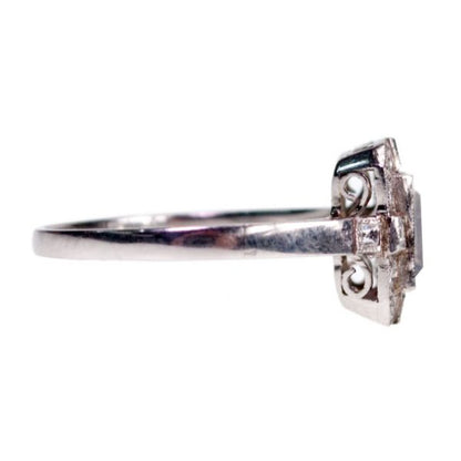 Vintage Moonstone and Diamond Square Cluster Ring