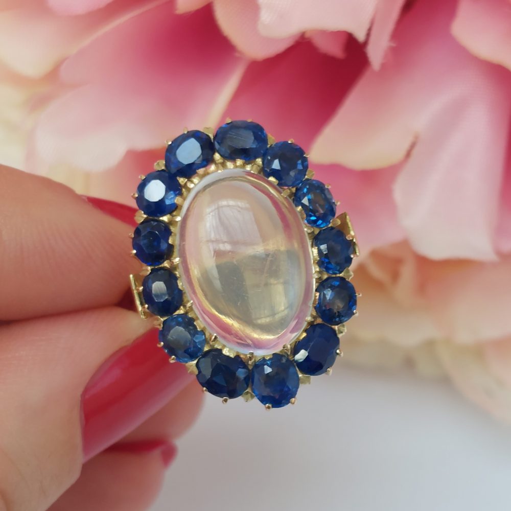 Vintage Moonstone and Sapphire Dress Ring