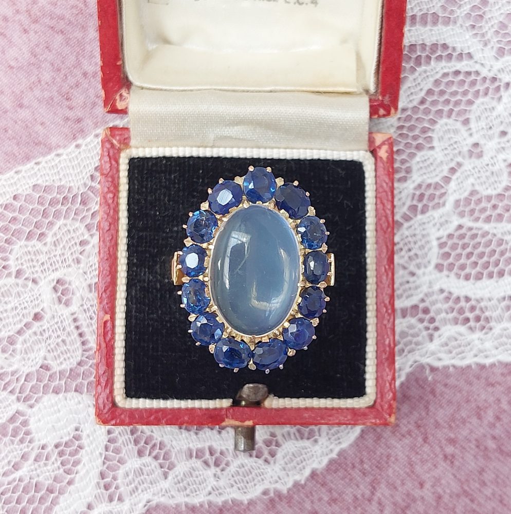 Vintage Moonstone and Sapphire Dress Ring
