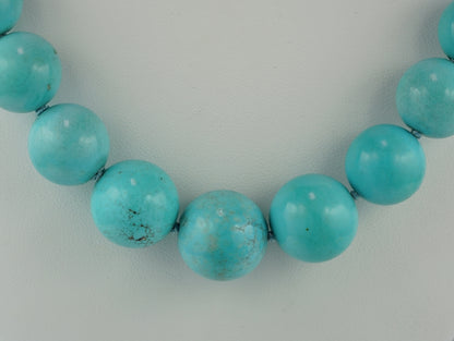 Vintage Natural Persian Turquoise Bead Necklace with Diamonds