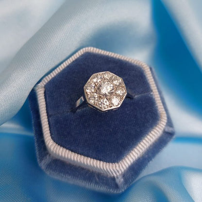 Vintage Octagonal 1.35ct Diamond Cluster Ring
