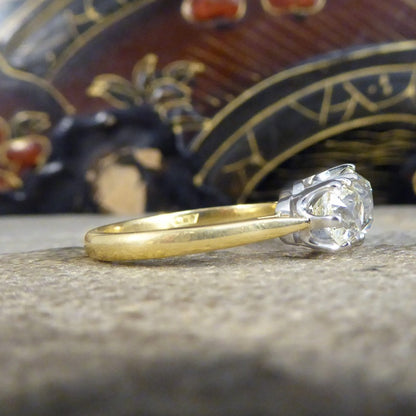 Vintage Old Cushion Cut 3.00ct Diamond Three Stone Ring