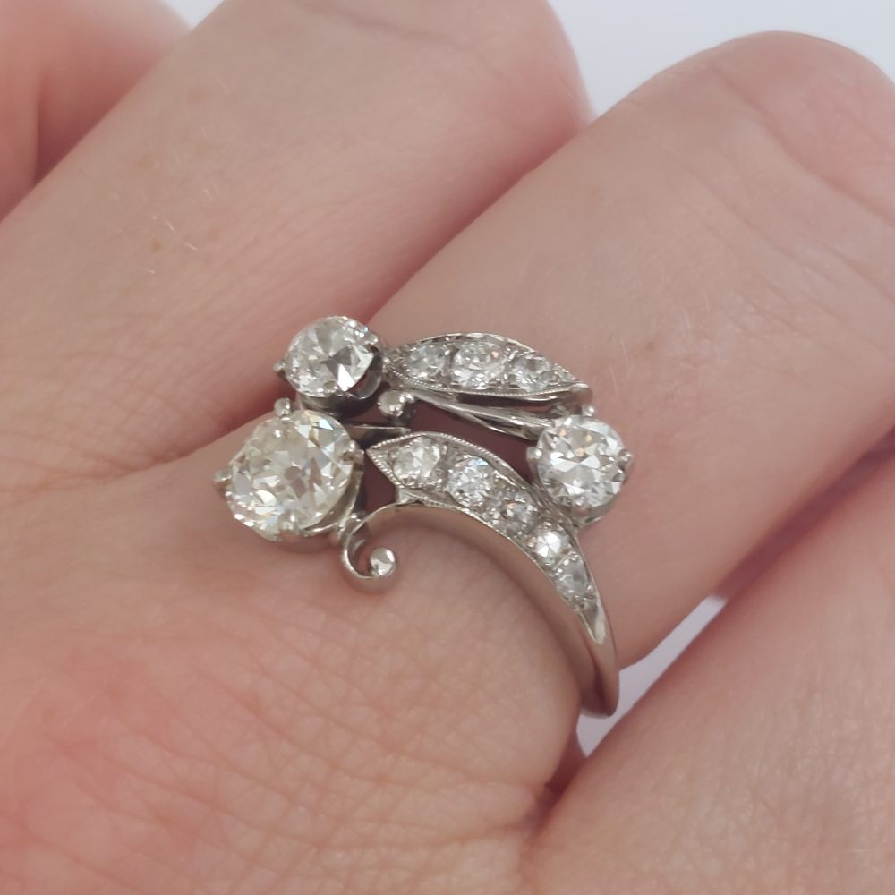 Vintage Old Cut Diamond Floral Ring