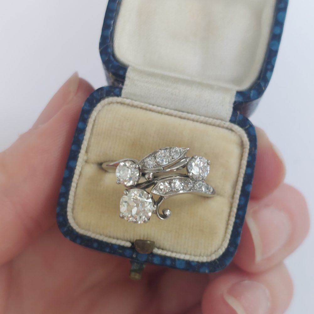 Vintage Old Cut Diamond Floral Ring