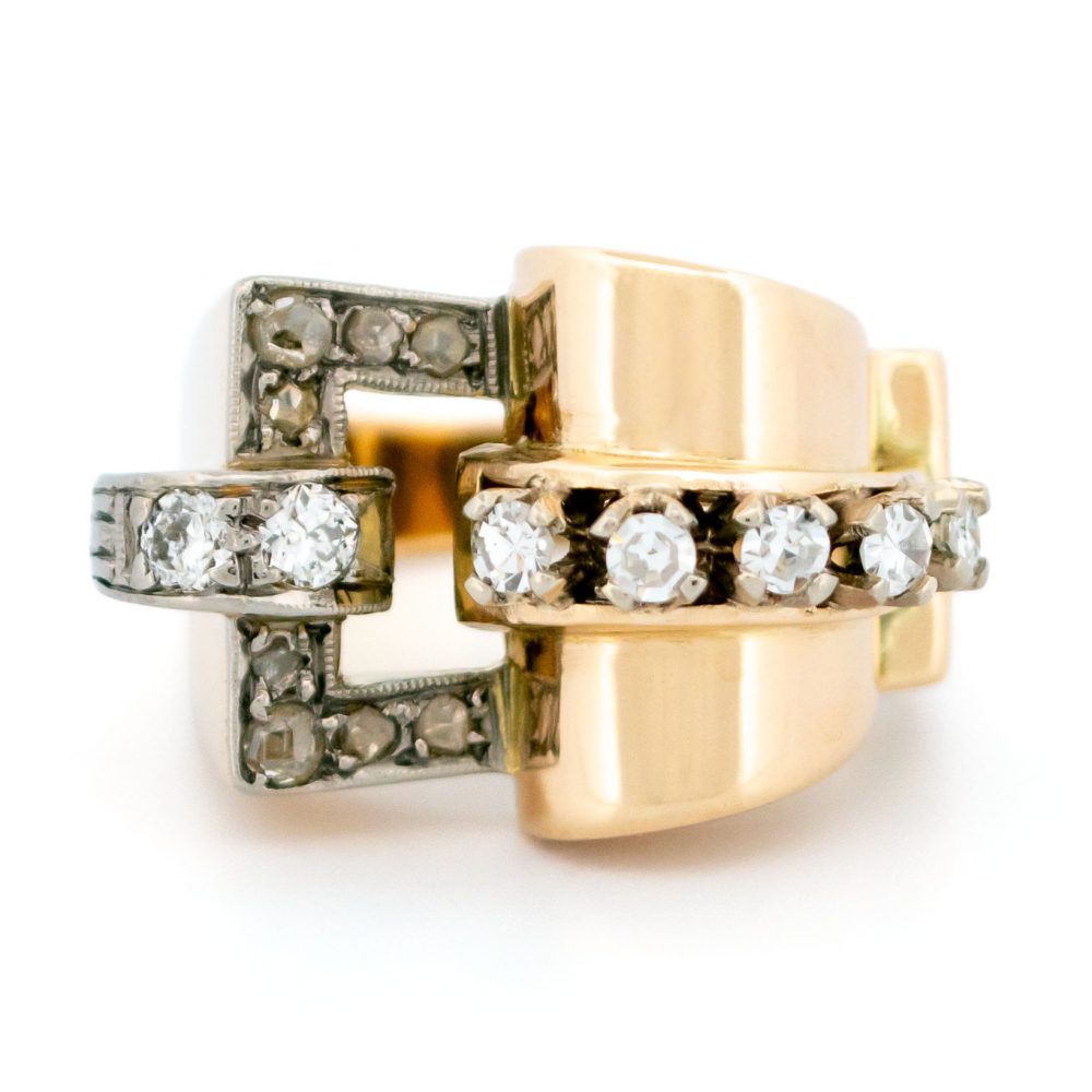 Vintage Old Cut Diamond Set Buckle Ring