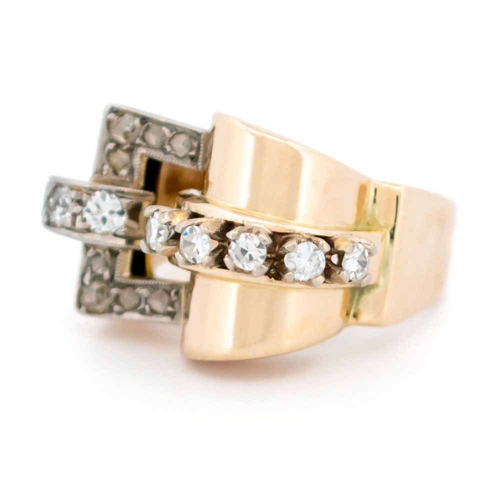 Vintage Old Cut Diamond Set Buckle Ring