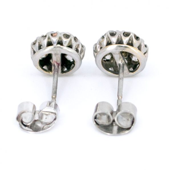 Vintage Old Mine Cut Diamond Cluster Earrings