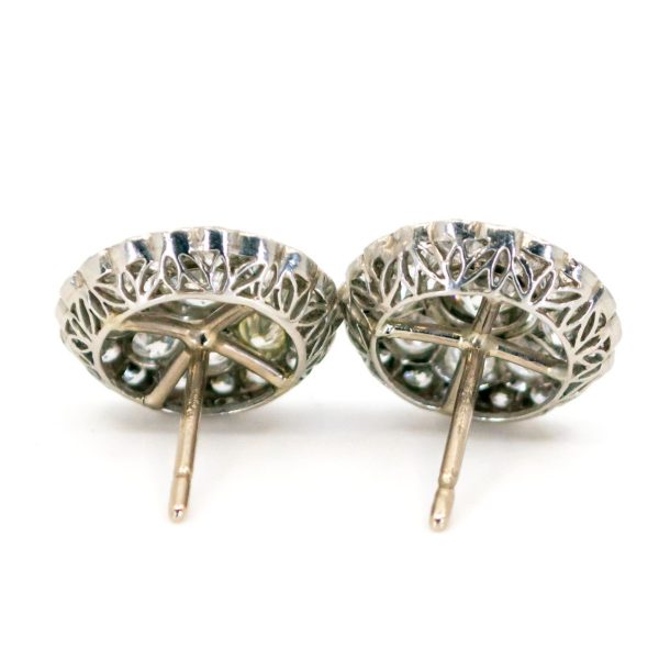 Vintage Old Mine Cut Diamond Cluster Earrings