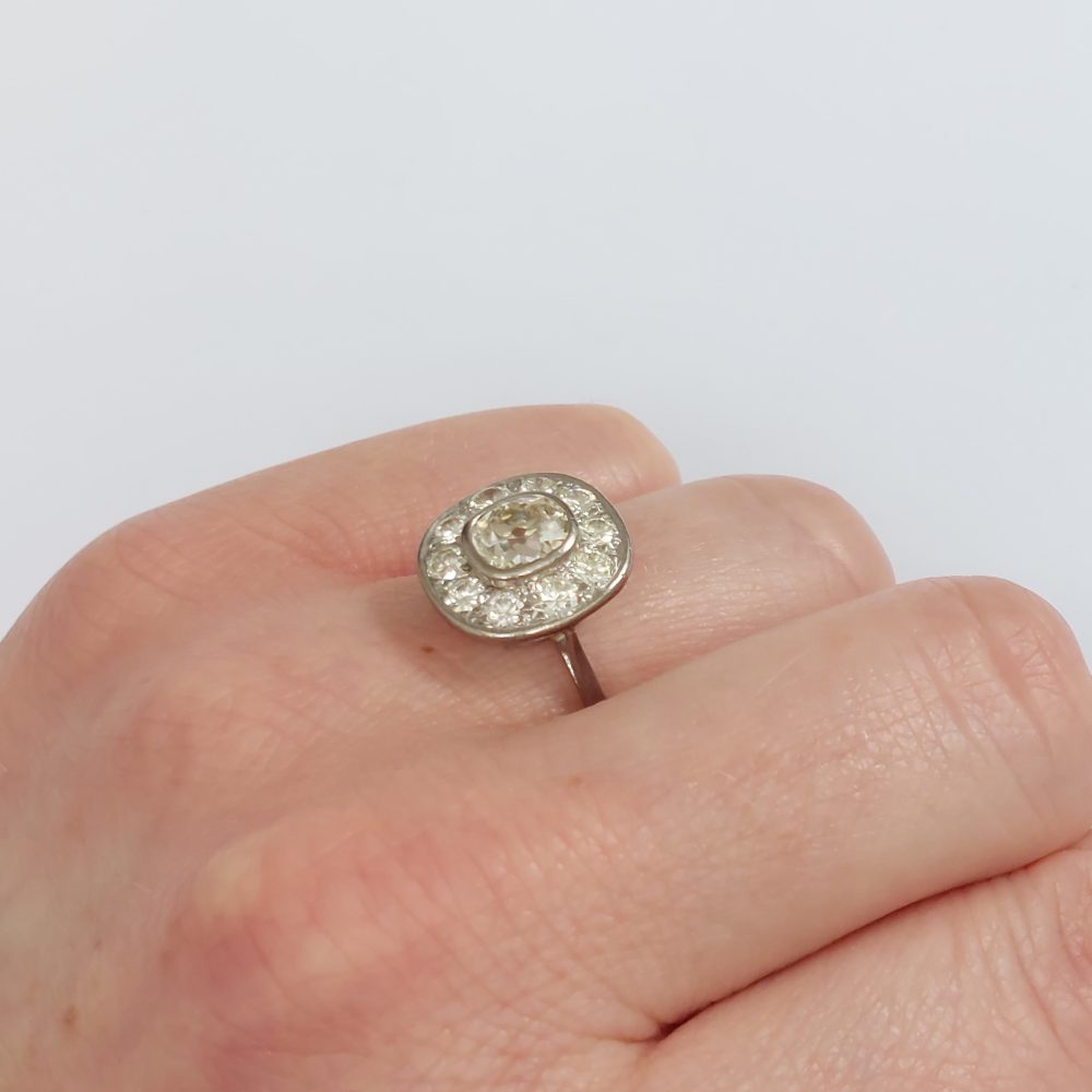 Vintage Old Mine Cut Diamond Cluster Ring, 2cts