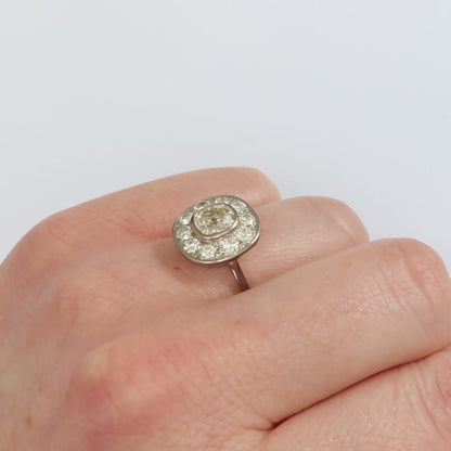 Vintage Old Mine Cut Diamond Cluster Ring, 2cts