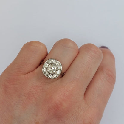 Vintage Old Mine Cut Diamond Cluster Ring, 2cts