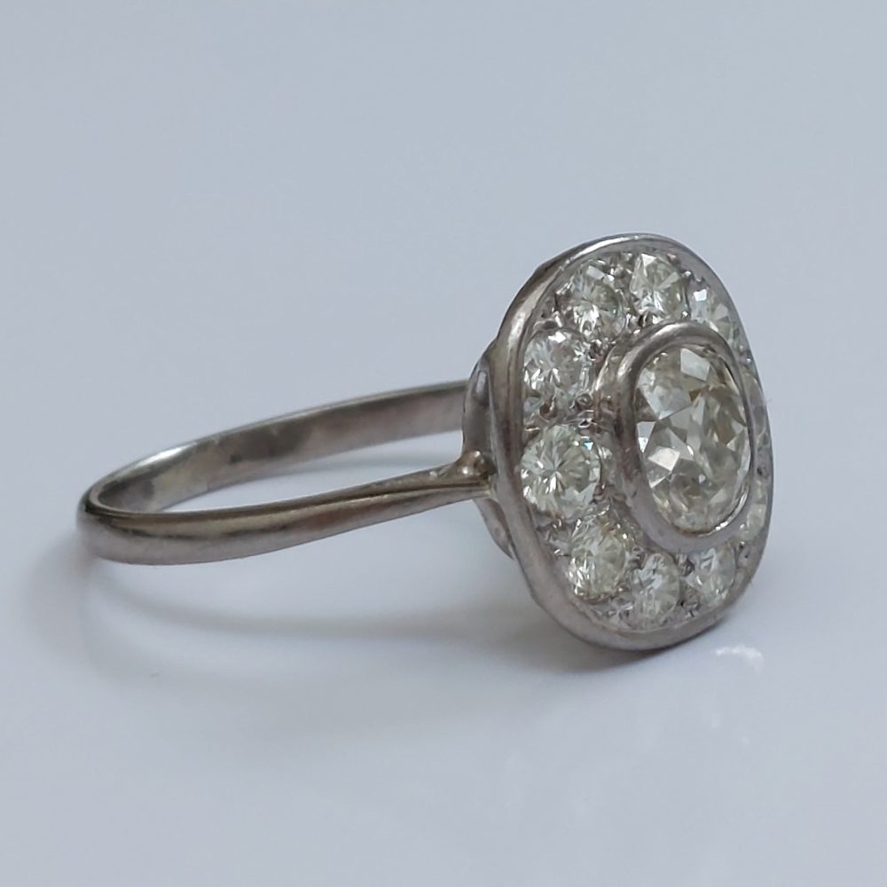 Vintage Old Mine Cut Diamond Cluster Ring, 2cts