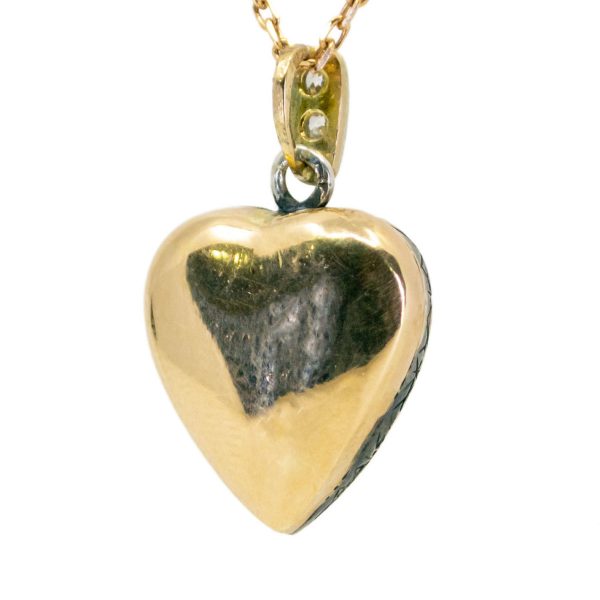 Vintage Old Mine Cut Diamond Heart Pendant