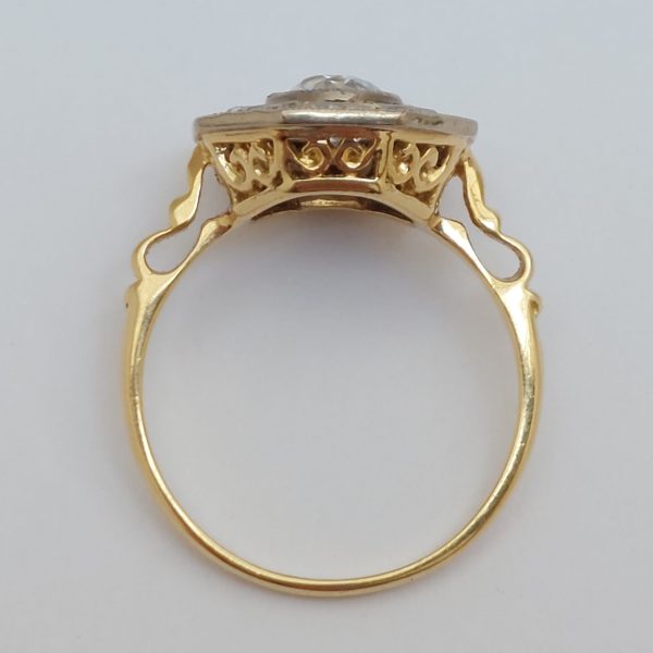 Vintage Old Mine Cut Diamond and Sapphire Target Cluster Ring