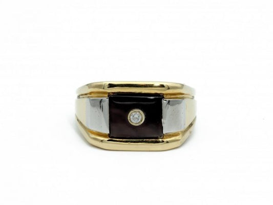 Vintage Onyx and Diamond Signet Ring