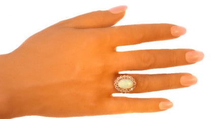 Vintage Opal Old Mine Brilliant Diamond Platinum Ring