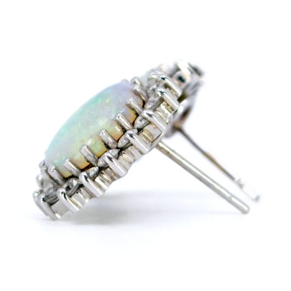 Vintage Opal and Diamond 18ct Gold Cluster Earrings