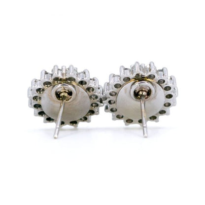 Vintage Opal and Diamond 18ct Gold Cluster Earrings