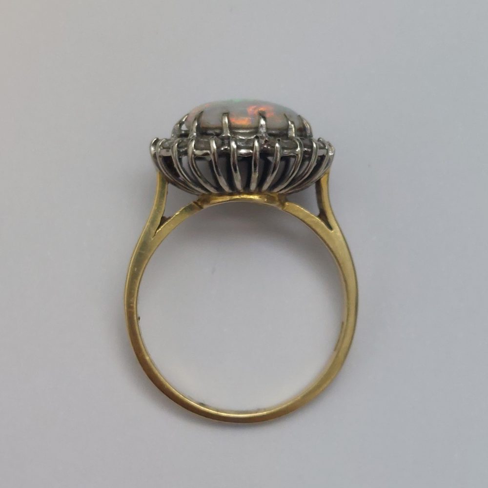 Vintage Opal and Diamond Cluster Ring