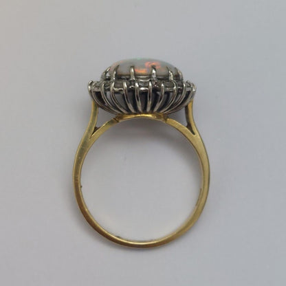 Vintage Opal and Diamond Cluster Ring