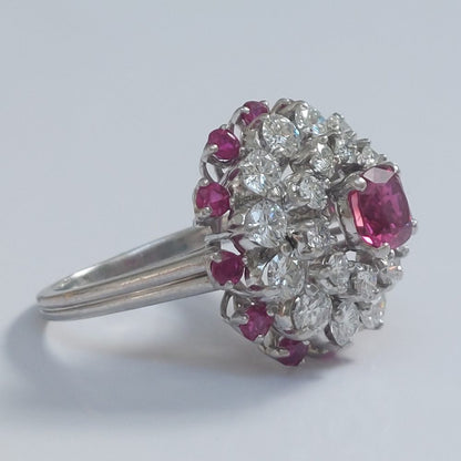 Vintage Oscar Heyman Ruby and Diamond Cluster Dress Ring