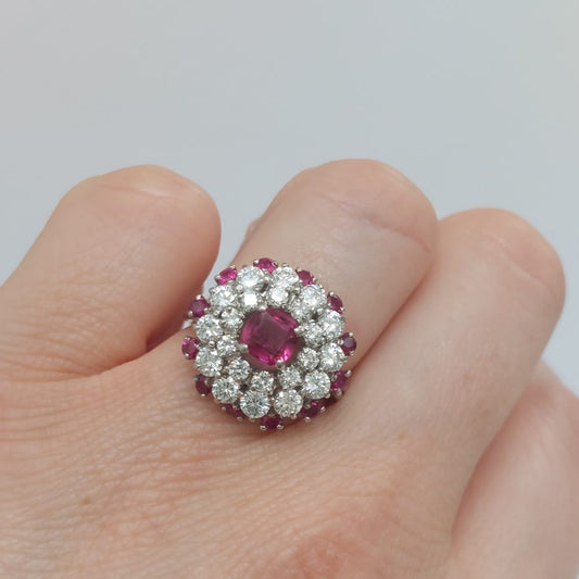 Vintage Oscar Heyman Ruby and Diamond Cluster Dress Ring