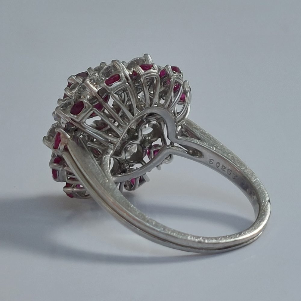 Vintage Oscar Heyman Ruby and Diamond Cluster Dress Ring