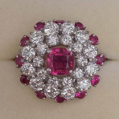 Vintage Oscar Heyman Ruby and Diamond Cluster Dress Ring