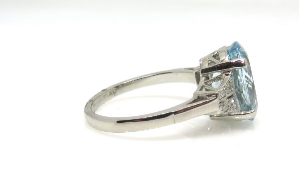 Vintage Oval Aquamarine and Diamond Dress Ring